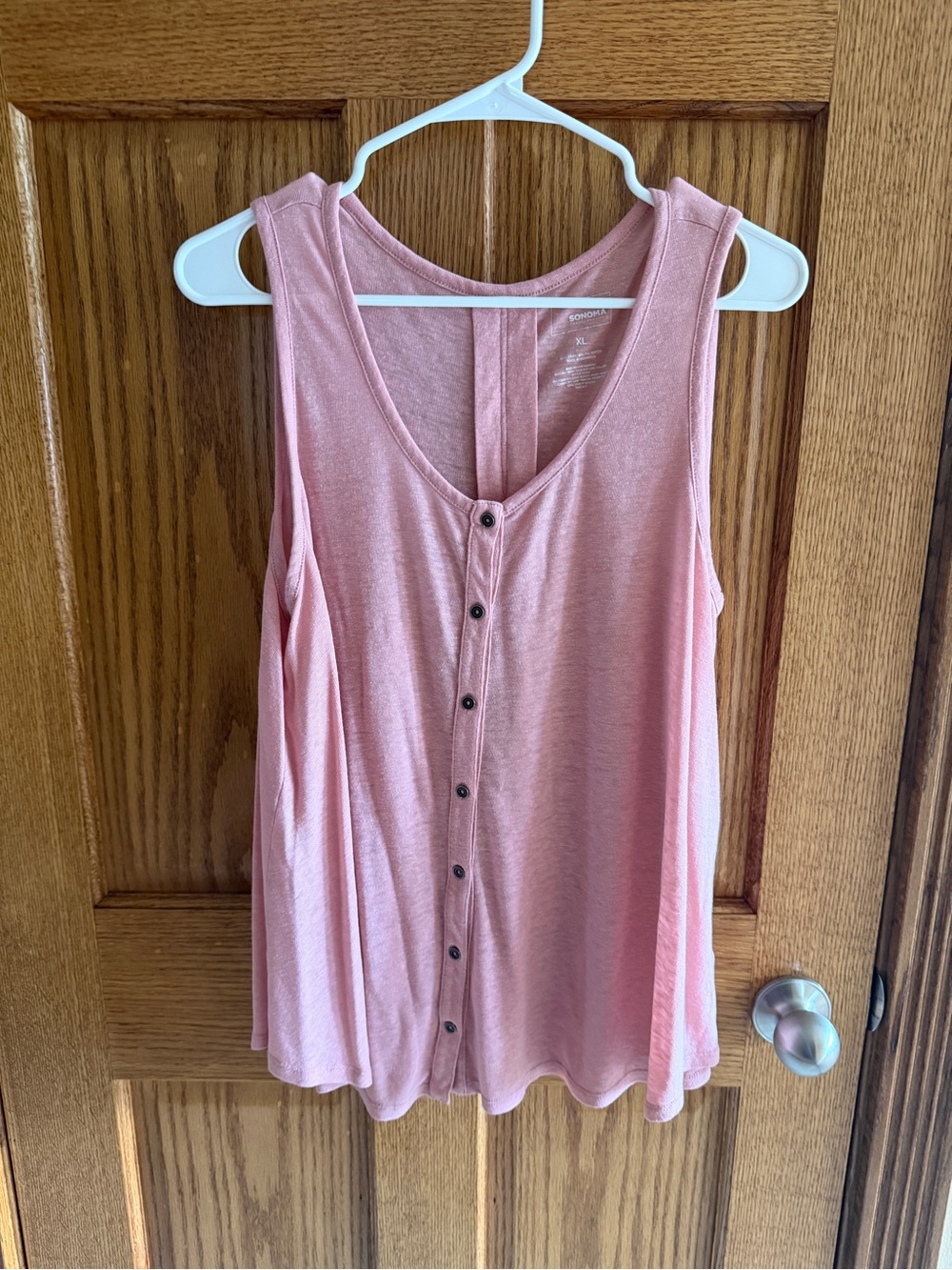 Sonoma Xl Soft Pink Button-Front Sleeveless Tank Top